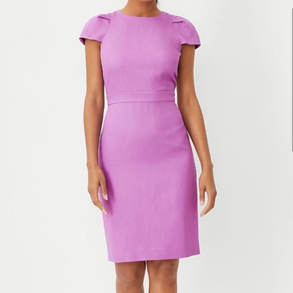 NWT Ann Taylor Petite Cap Sleeve Sheath Dress in beautiful lilac 8P - Picture 1 of 7